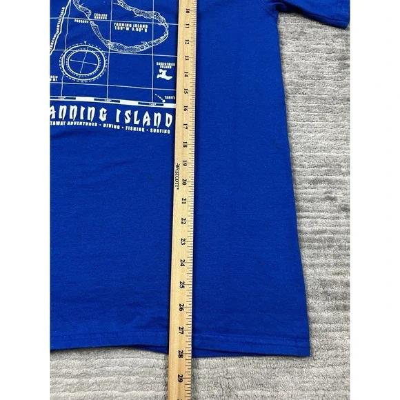 Vintage Fanning Island Shirt‎ Mens Medium Blue Short Sleeve Softeez Cotton - Picture 6 of 12